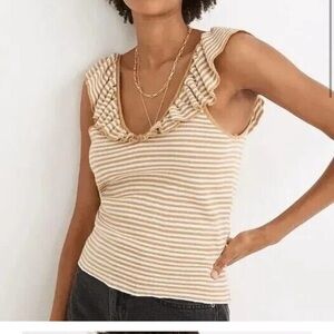 NWT Madewell v neck ruffled sweater top